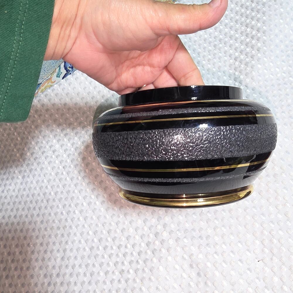 NICOLAU LACQUERED BLACK GOLD SILVER 24K MCM BOWL
